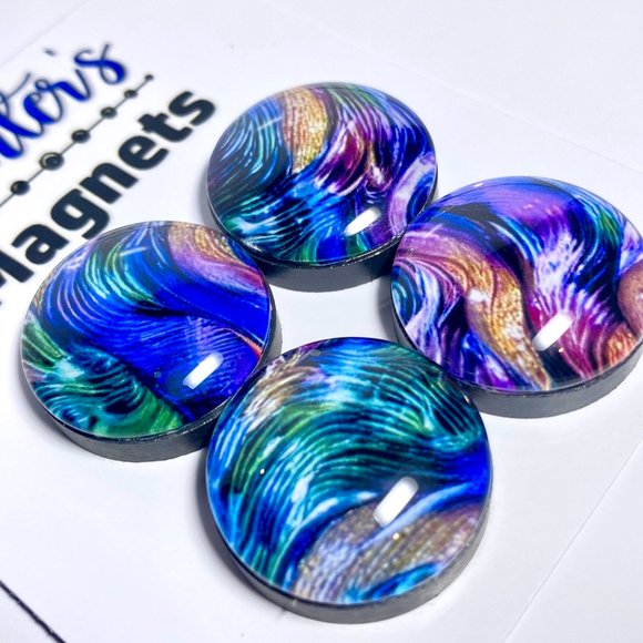 Set of 4 Magnets - Holo Vivid Glass Refrigerator Kitchen Whiteboard - Picture 2 of 3